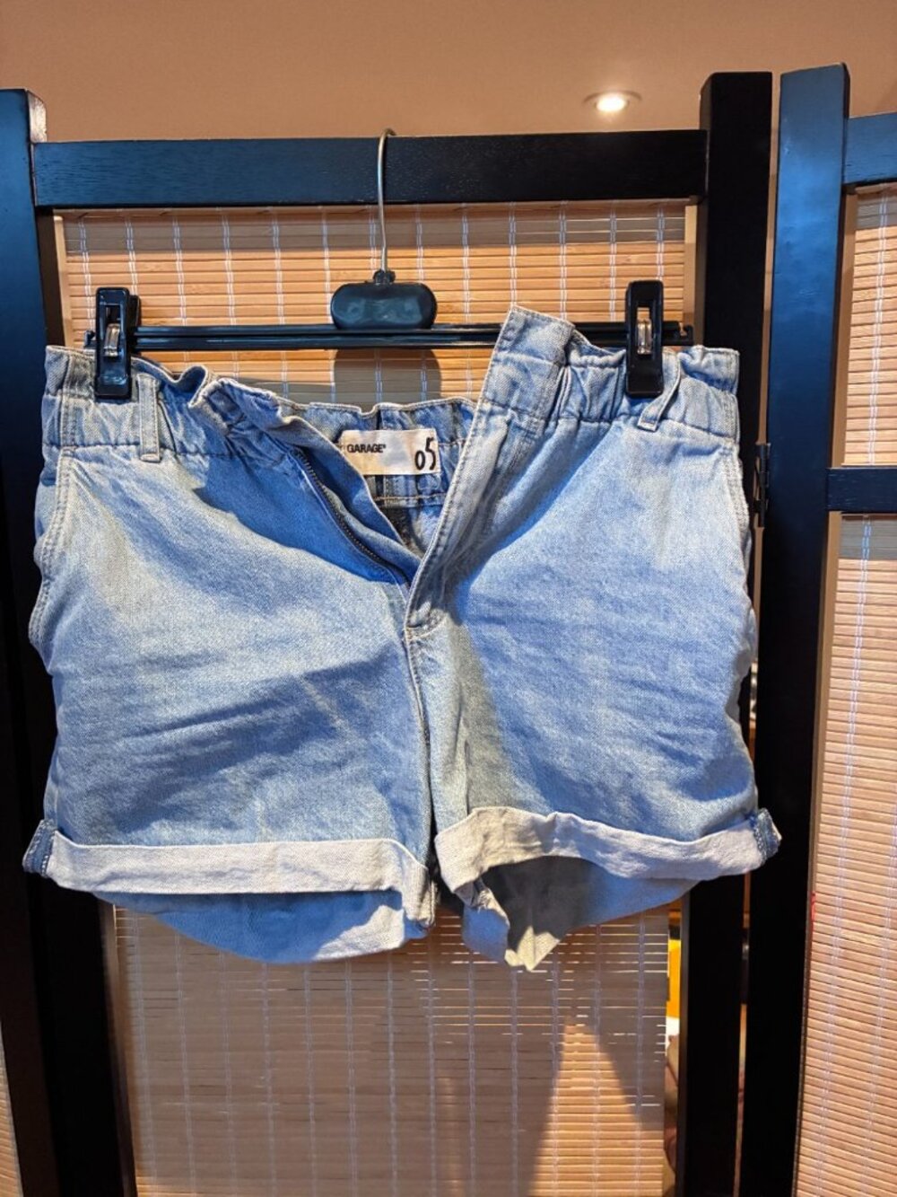 Garage Light Wash Denim Paperbag Shorts Size 5
